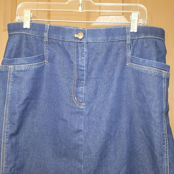 Vintage Haggar medium wash denim jean maxi skirt back slit petite - Picture 2 of 8